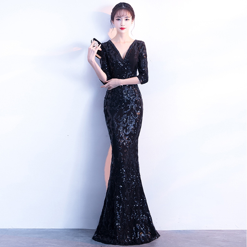 Black Silver Flare Sleeve Elegant Mermaid Formal Evening Party Dress V-neck Wedding Prom Maxi Dresses Sv3l, Black white
Black Silver Flare Sleeve Elegant Mermaid Formal Evening Party Dress V-neck Wedding Prom Maxi Dresses Sv3l, Black white