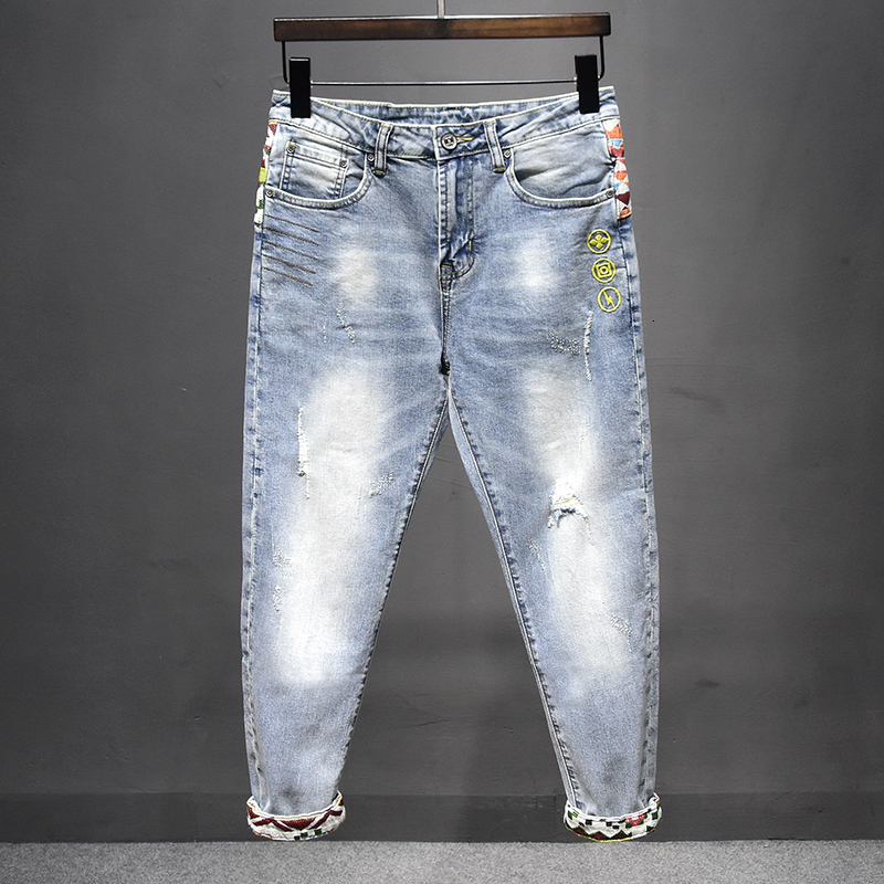 2021 New Fashion Streetwear Men Jeans Retro Light Blue Elastic Cotton Patchwork Embroidery Designer Punk Trousers Hip Hop Ripped Pants Wgw9
2021 New Fashion Streetwear Men Jeans Retro Light Blue Elastic Cotton Patchwork Embroidery Designer Punk Trousers Hip Hop Ripped Pants Wgw9