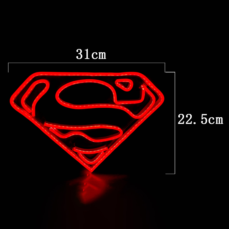 Super bright LED neon Sign Superman logo home bedroom club wall decoration customized LED neon lights children's room atmosphere lights holiday l