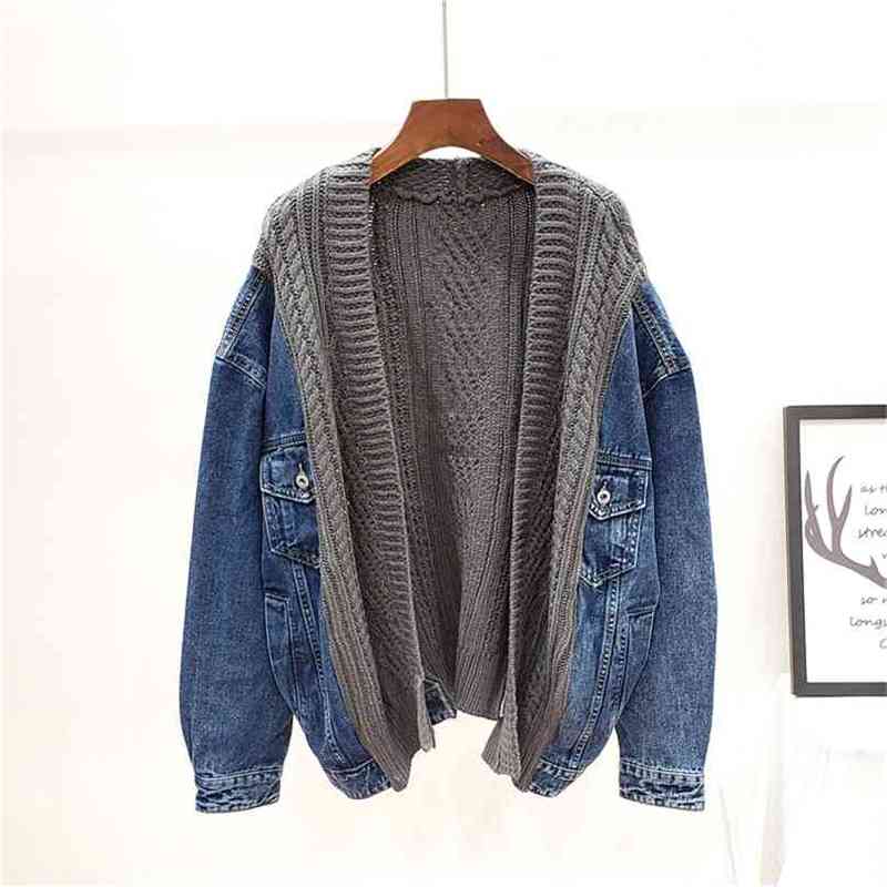 Spring Autumn Woman Denim Jacket Patchwork Long Sleeve Vintage Fashion Fake Two Piece Coat Female High Quality 210603, Black
Spring Autumn Woman Denim Jacket Patchwork Long Sleeve Vintage Fashion Fake Two Piece Coat Female High Quality 210603, Black