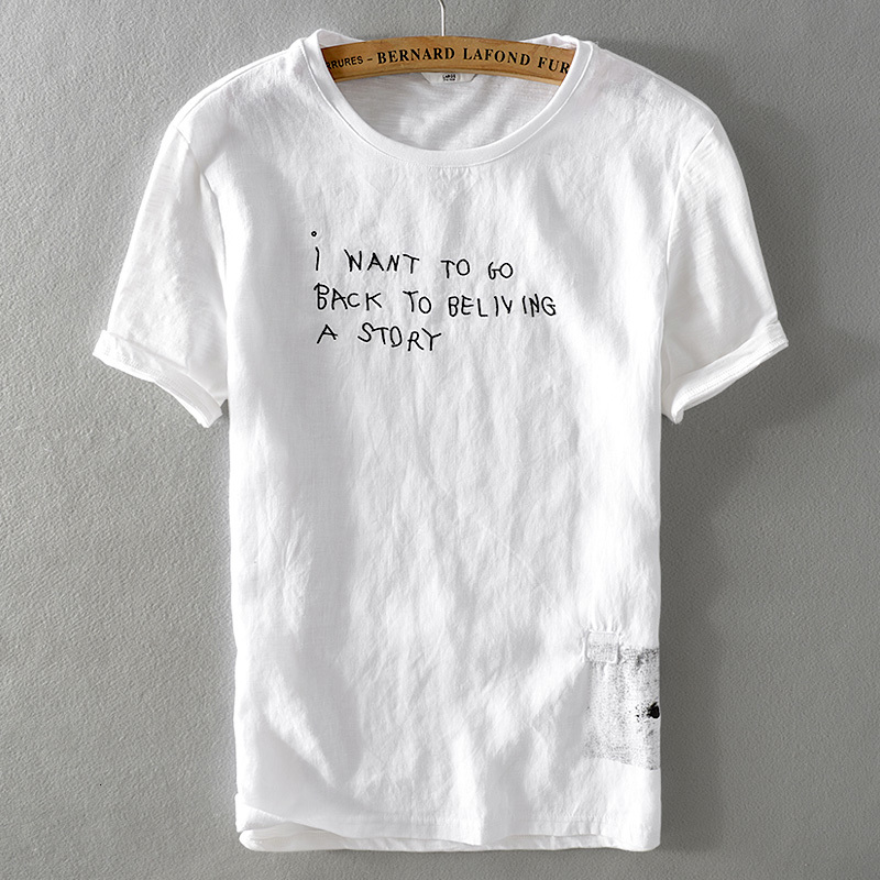 2021 New Linho-de Manga Curta De Vero Em Torno Pescoo Branco T-shirt Dos Homens Do Bordado Letras Camisetas Masculino 4fz5, White
2021 New Linho-de Manga Curta De Vero Em Torno Pescoo Branco T-shirt Dos Homens Do Bordado Letras Camisetas Masculino 4fz5, White