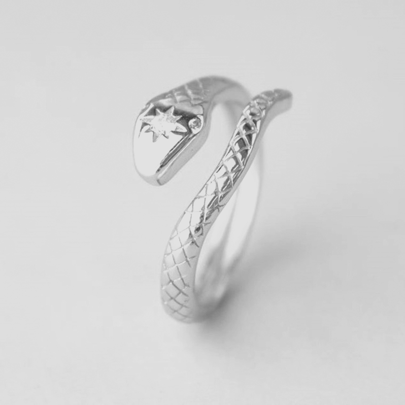 925 Sterling Silver Adjustable Snake Ring Girl Women Silver Gold Tone Animal Ring Factory Price RI2103051