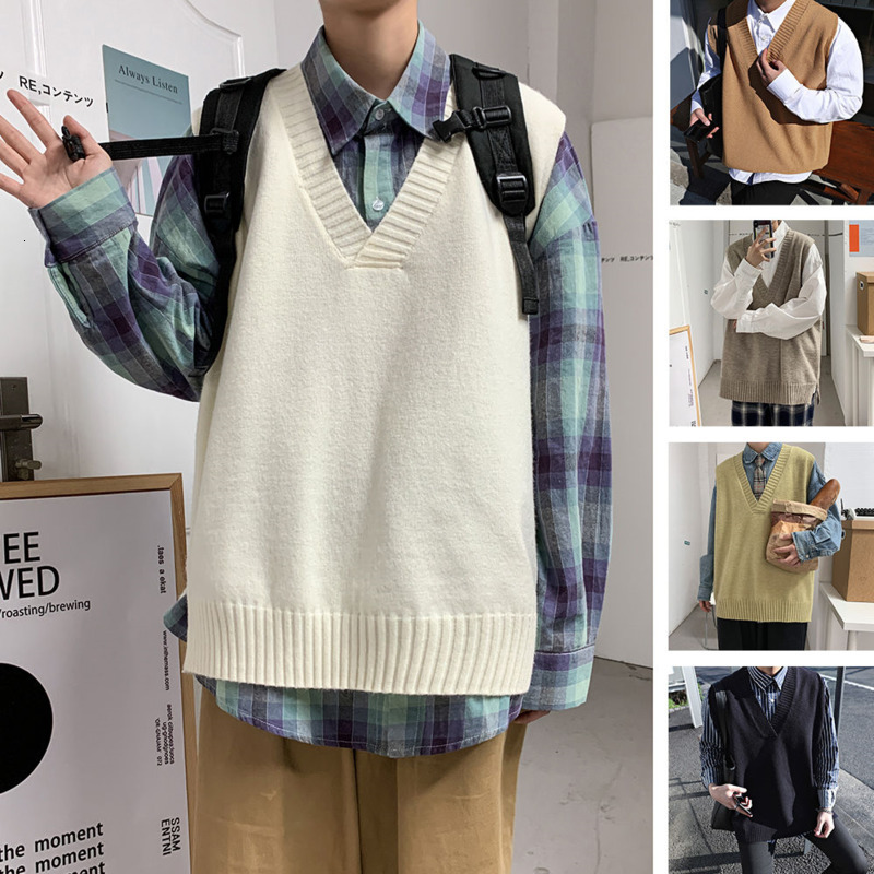 2021 New Spring Men's Fashion Retro V-neck Knitted Pullover Men Streetwear Korean Loose Casual Vest Sweater Mens Clothes Q2zt, Black
2021 New Spring Men's Fashion Retro V-neck Knitted Pullover Men Streetwear Korean Loose Casual Vest Sweater Mens Clothes Q2zt, Black