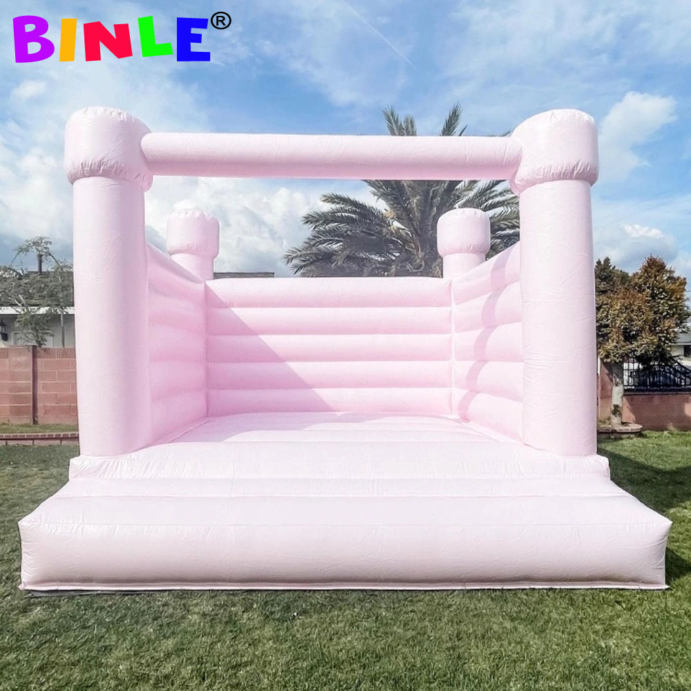 White/pink commercial inflatable wedding bounce house moonwalk air jumper bouncers for kids and adults