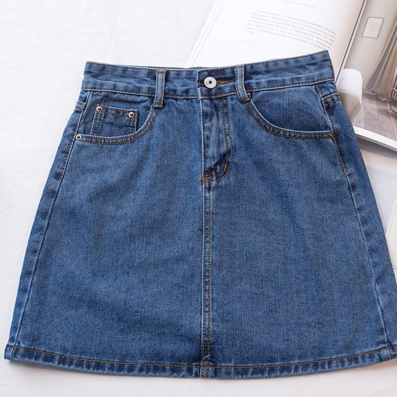 Zoki High Waist Women Denim Skirt Sexy Fashion Summer Korean Girls Jeans Mini Skirt Plus Size Cotton Ladies Short Skirt 210306