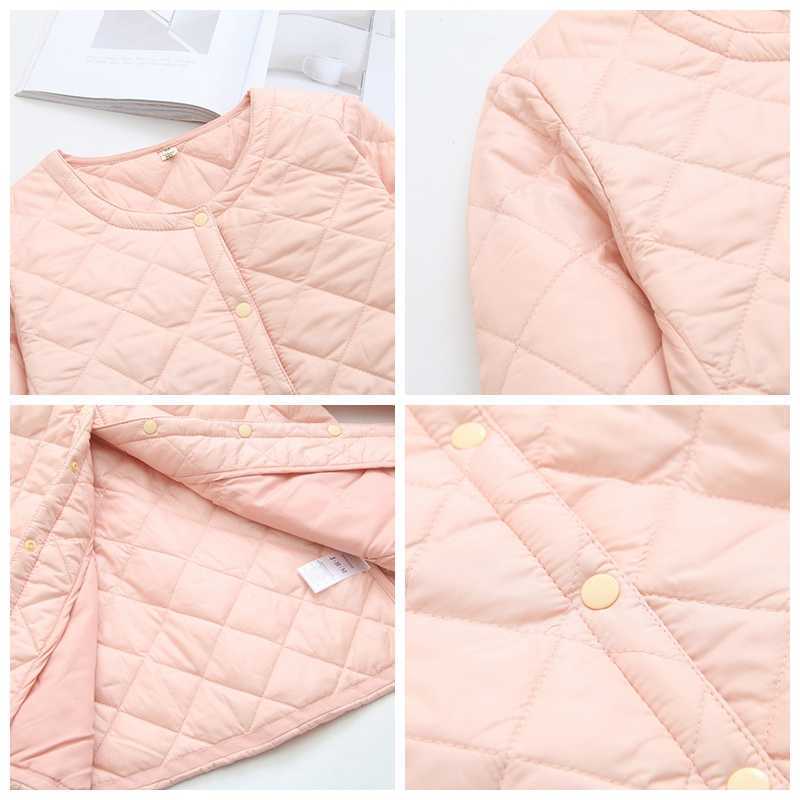 Bang 4XL Plus Size Lightweight Cotton Coat Women Winter Warm Liner Collarless With Zipper Female Slim Jackets 211013