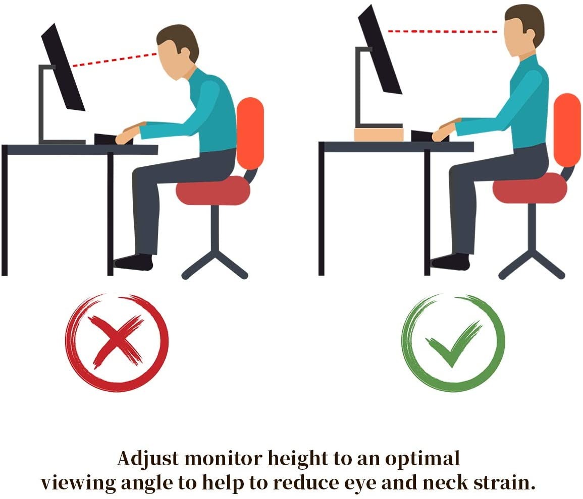 Monitor Stand Computer TV Riser with 2 Drawers & Desktop Organizer Laptop Printer Stand with Keyboard Storage Space for Home & Office