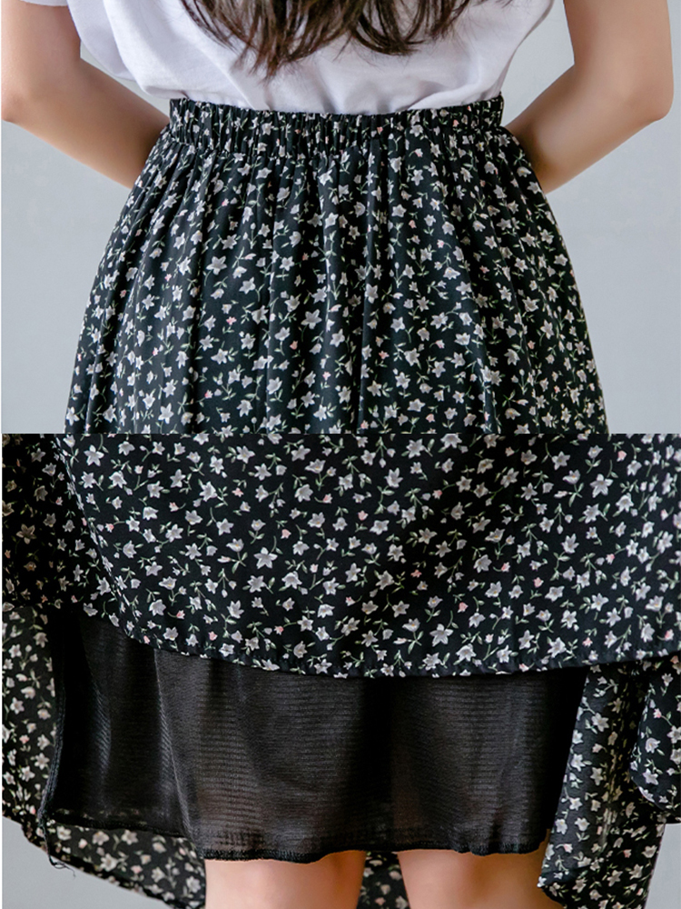 Green Floral Print Skirts Womens Vintage Elastic High Waist Midi Skirt Summer Sweet Ladies Holiday Skirt Saia Faldas B04910B 210306