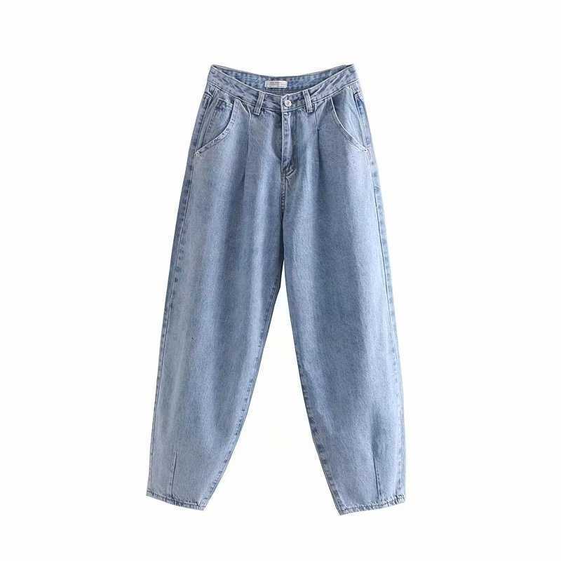 Jeans Woman Loose Casual Harem Pants friends Mom Jeans Streetwear Denim Pants Women Pleated Pocket Trousers Jean Femme LY191203