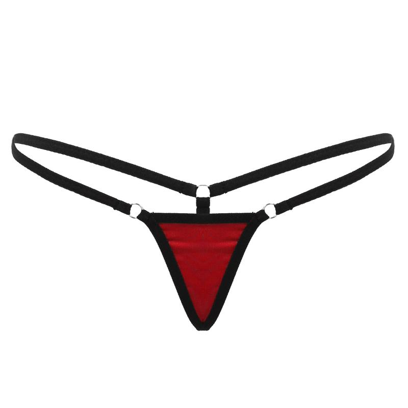 

Women's Panties Womens Erotic Micro G-String Elastic Waistband Lingerie Thongs Low Rise T-Back Underwear Solid Color Bikini Briefs, Black