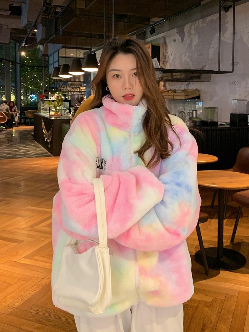 Women's Jackets 2022 Autumn Female Sweet Tie Dye Macaroon Faux Fur Loose Jacket Warm Winter High Street Color Bow-Ris Woolly Outwear Top, Black;brown
Women's Jackets 2022 Autumn Female Sweet Tie Dye Macaroon Faux Fur Loose Jacket Warm Winter High Street Color Bow-Ris Woolly Outwear Top, Black;brown