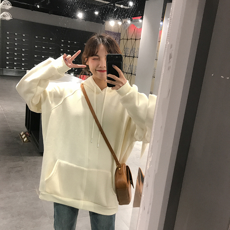 9 colors autumn and winter loose solid color long-sleeve pullover thick sweatshirts womens hoodies womens (F3606) 201112