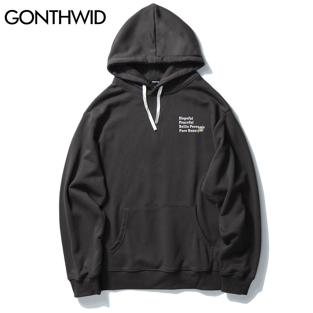 GONTHWID Harajuku Daisy Flowers Print Fleece Hoodies Sweatshirts Streetwear Men Hip Hop Casual Pullover Hooded Tops Fashion 201020