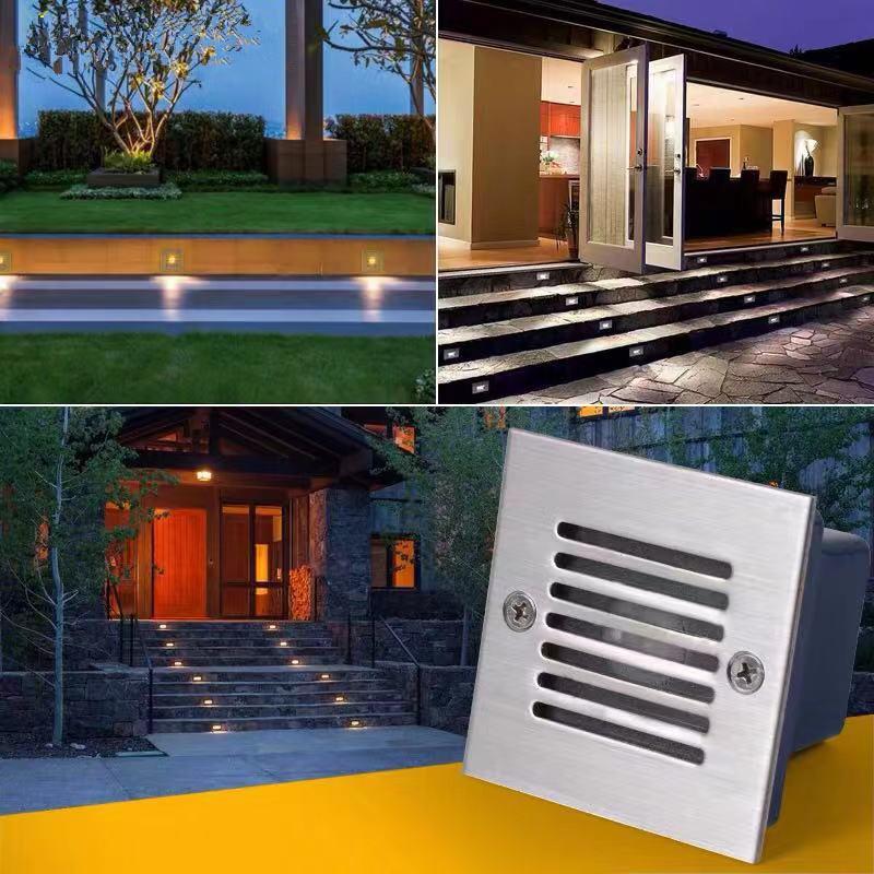 Wall Lamp LED Stairs Recessed Light Indoor 3W RGB 220V DC12V Step Outdoor Square Path Lights Waterproof IP66 Footlight