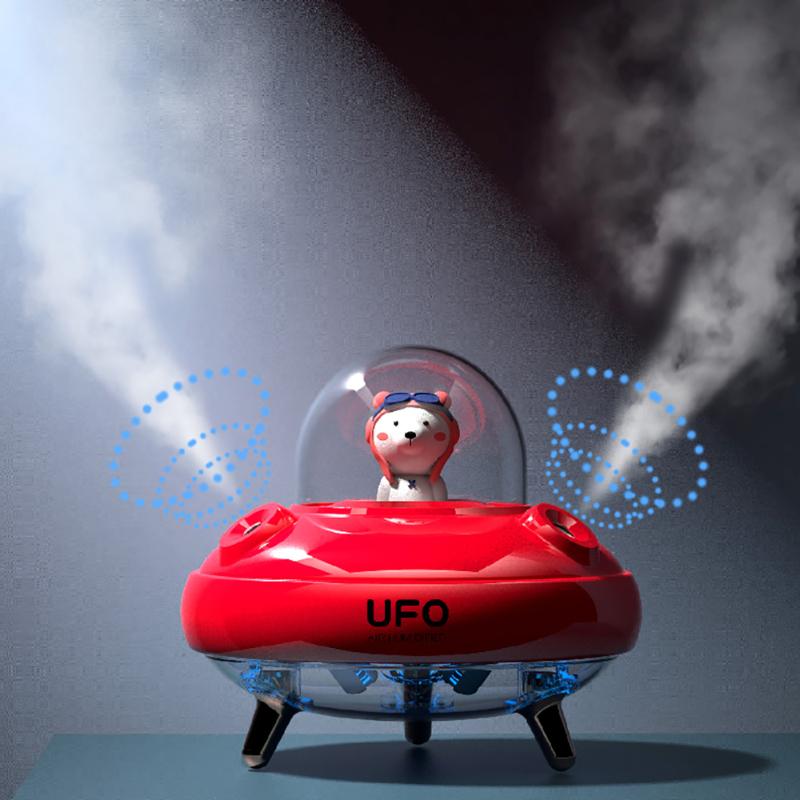 Humidifiers Cute Planet Bear Humidifier UFO USB Charging Air LED Night Light Aromatherapy Essential Oil Diffuser
