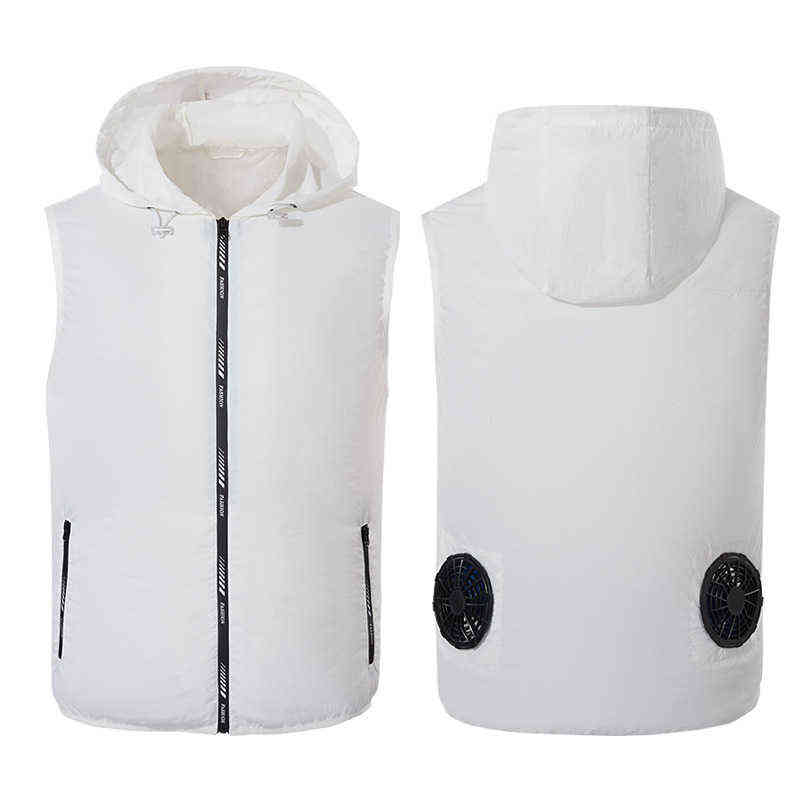 Summer Fan Equipped Clothing UV Resistant Cooling Vest For Men 5V USB Powered Air Conditioned Coat Summer Cooling Sleeveless 211119