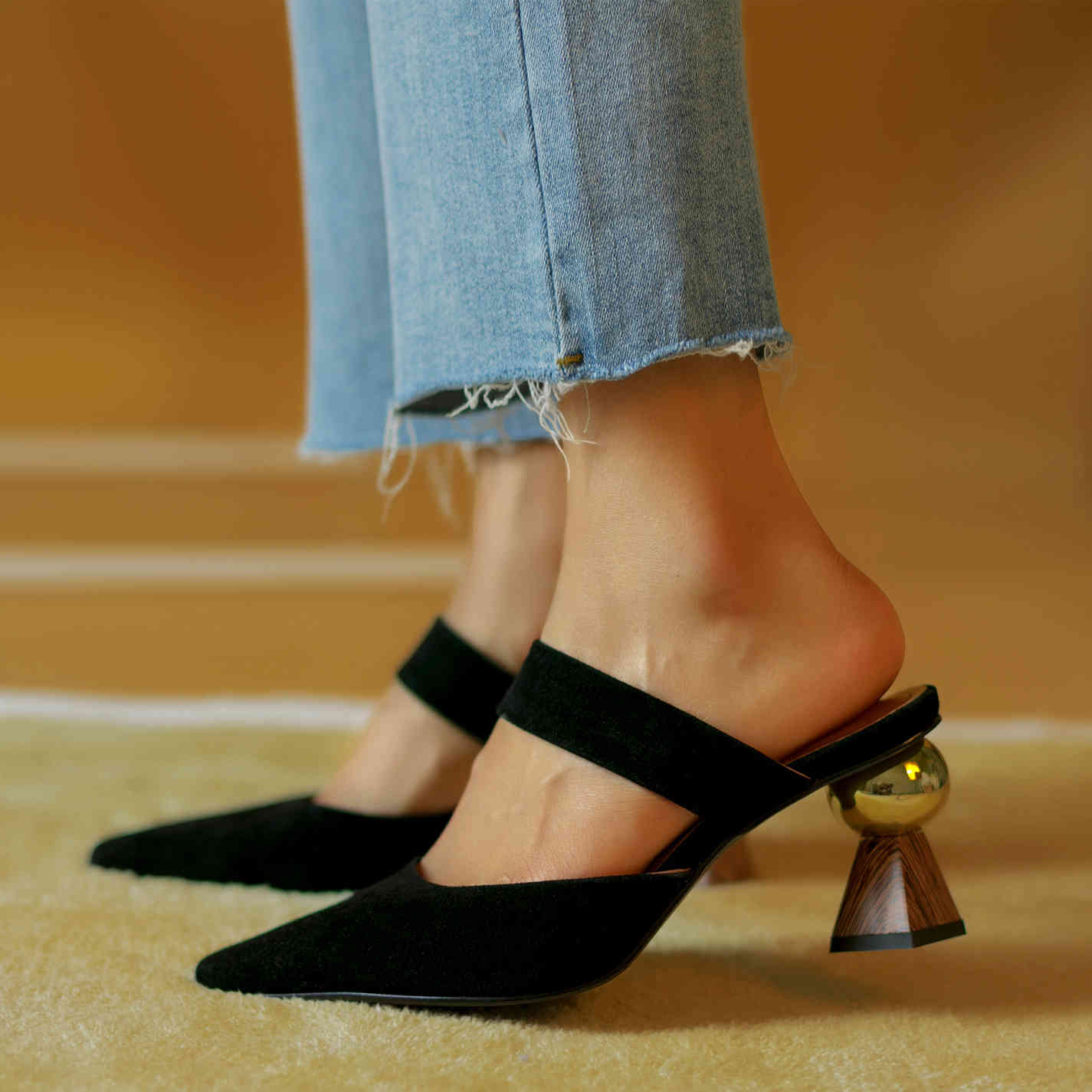 slippers women's natural leather 22-24.5cm length summer shoes outdoor pointed toe sheep suede womens slides tu8k, Black
slippers women's natural leather 22-24.5cm length summer shoes outdoor pointed toe sheep suede womens slides tu8k, Black