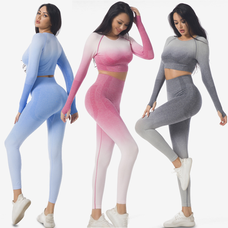 Yoga suit women' fitness top long sleeve dot jacquard sports hanging dye gradual hip lifting seamless Pants, Red
Yoga suit women' fitness top long sleeve dot jacquard sports hanging dye gradual hip lifting seamless Pants, Red