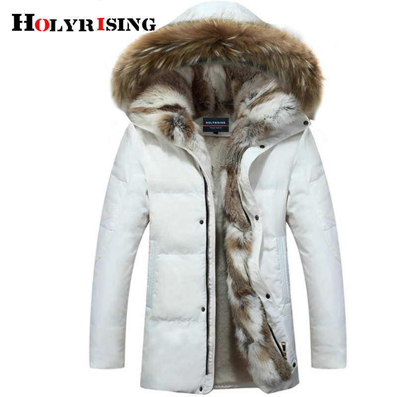 Holyrising Men and Women Thick Down Jacket Winter Warm Waterproof Big Raccoon Fur Collar Fit -30 degrees S-5XL size 18640-5 201225