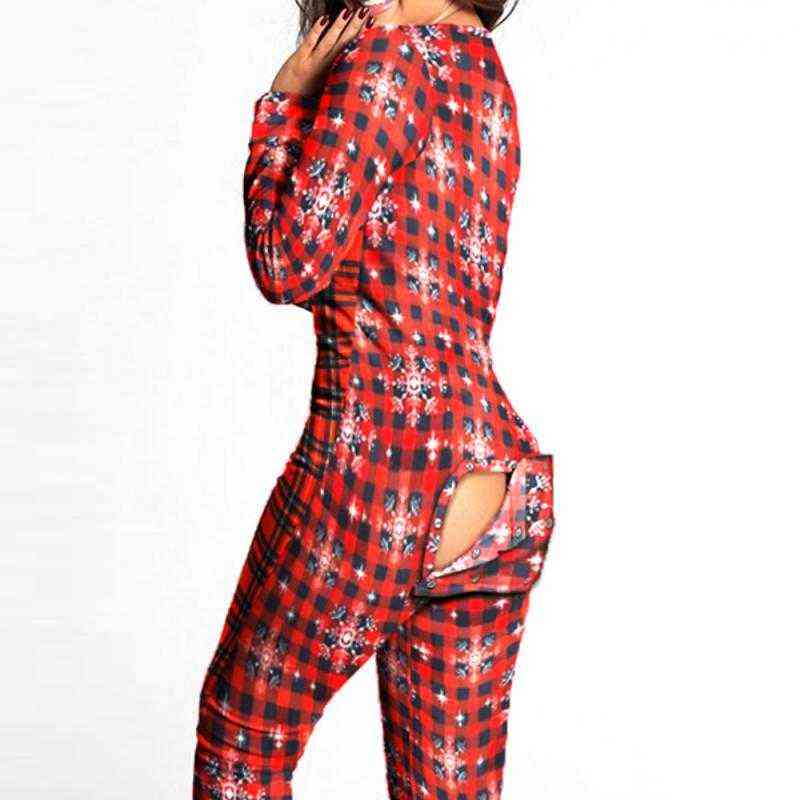Sexy Pyjama Bodysuit Women Long Sleeve Romper Casual Leotard Tops Sleepwear Loungewear Christmas Gifts 211111