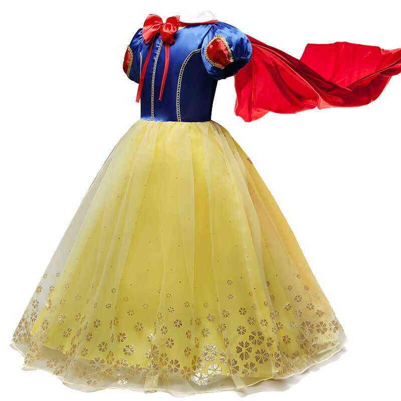 Fancy Girl Princess Dresses Beauty Belle Cosplay Costume Snow Christmas Halloween Princess Dress up Children Party Clothes 211029