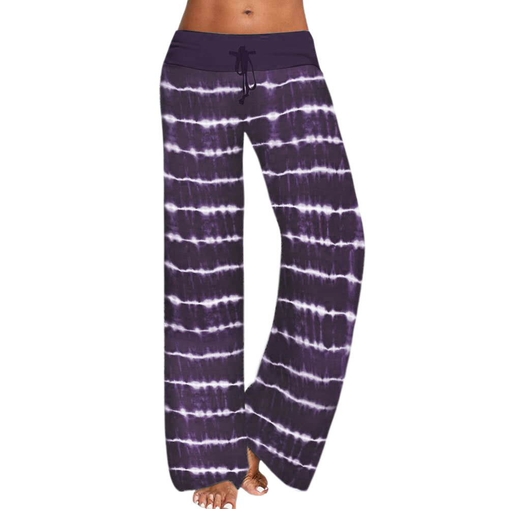 2021 Pants style women's loose tie-dye printed yoga wide-leg sports trousers