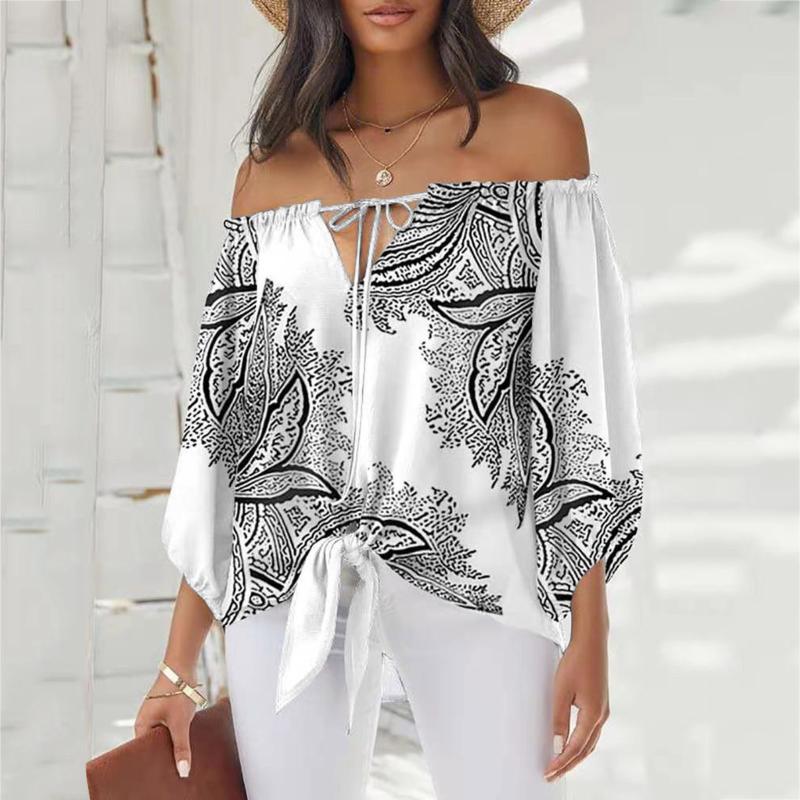 Women' Blouses & Shirts Womens Tops And Leaf Print Sexy Off Shoulder Half Sleeve Elegant Casual Loose Lace-up V Neck Blusas Mujer, Black
Women' Blouses & Shirts Womens Tops And Leaf Print Sexy Off Shoulder Half Sleeve Elegant Casual Loose Lace-up V Neck Blusas Mujer, Black