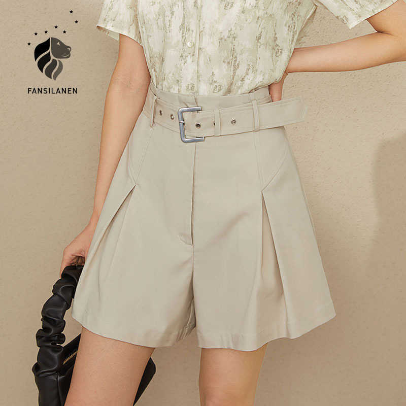FANSILANEN 100% cotton summer casual shorts Women belt office lady high waist Wide leg pleated elegant female sexy 210607, Khaki
FANSILANEN 100% cotton summer casual shorts Women belt office lady high waist Wide leg pleated elegant female sexy 210607, Khaki