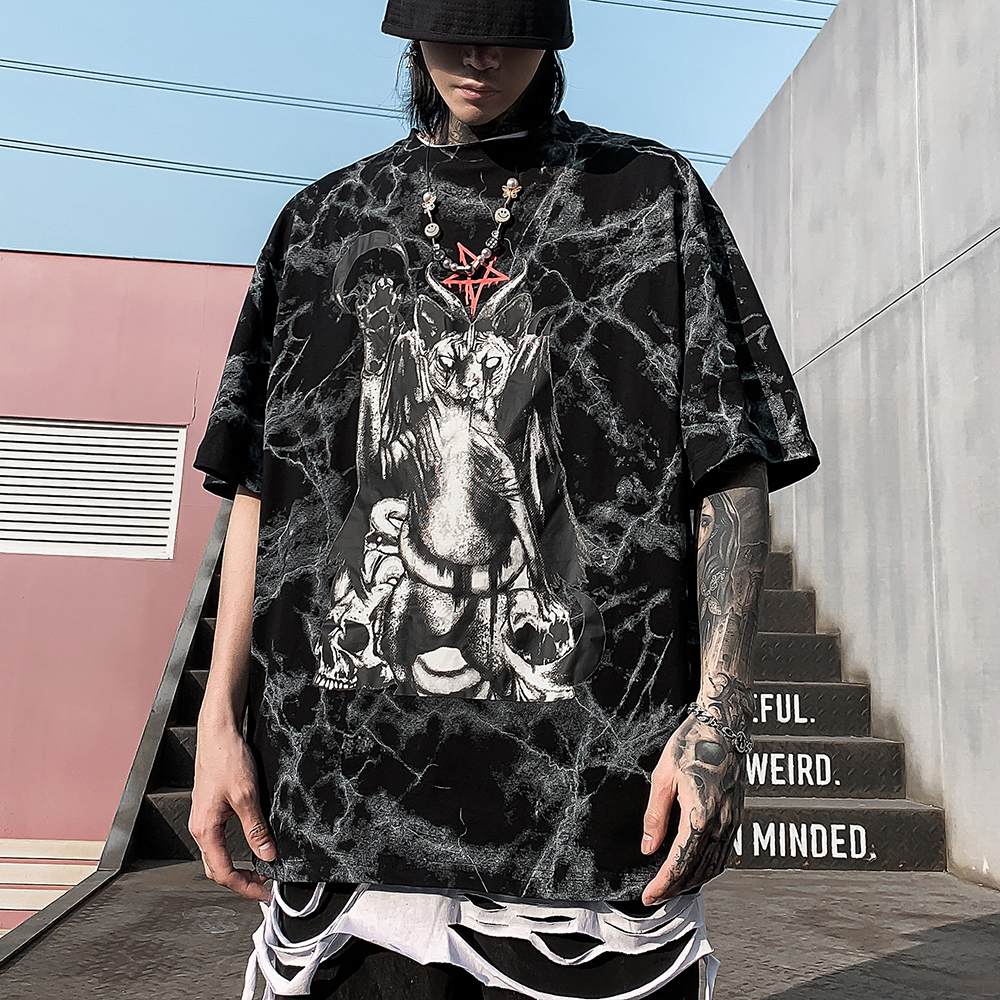 2021 New Punk Rock Shirt Streetwear Hip Hop Oversized Black Cat Graphic Tees Men Goth Clothes Tshirt Summer Fashion Tops 4078, White
2021 New Punk Rock Shirt Streetwear Hip Hop Oversized Black Cat Graphic Tees Men Goth Clothes Tshirt Summer Fashion Tops 4078, White