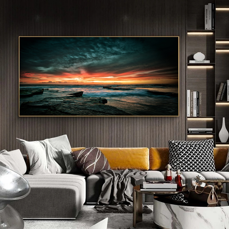 Sea Sunset Poster Landscape Prints Canvas Painting Wall Art Pictures For Living Room Canvas Indoor Decoration Decorative Cuadros