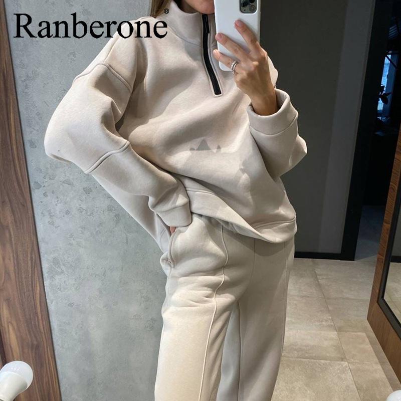 Gym Clothing Ranberone Tracksuit Women Zipper Sweatshirt Outfit Sportswear 2021 Winter Spring Solid Casual Pullover Home Sweatpants, White;black
Gym Clothing Ranberone Tracksuit Women Zipper Sweatshirt Outfit Sportswear 2021 Winter Spring Solid Casual Pullover Home Sweatpants, White;black