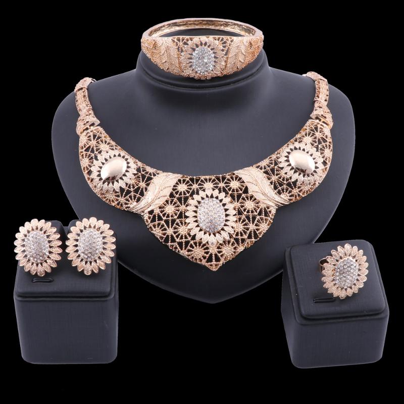 Earrings & Necklace Necklaces Bracelets Rings Sunflower Decoration Bridal Jewelry Sets For Women African Style 2 Color Choice, Silver
Earrings & Necklace Necklaces Bracelets Rings Sunflower Decoration Bridal Jewelry Sets For Women African Style 2 Color Choice, Silver