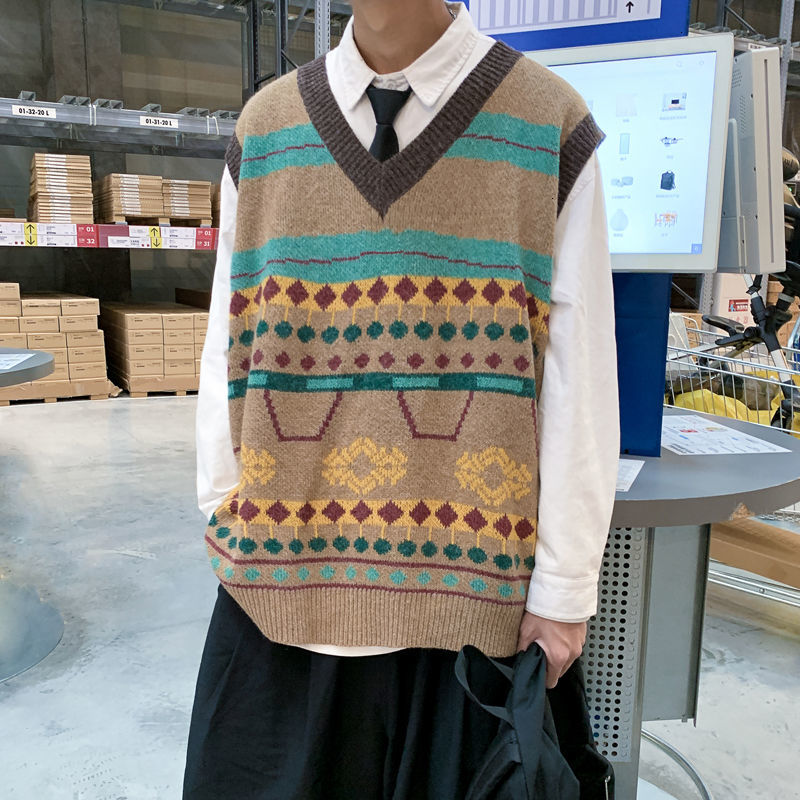 2021 New Autumn Winter Men's Fashion Casual Retro Knitted Pullover Men Streetwear Korean Loose Vest Sweater Mens Clothes Fq81, Green
2021 New Autumn Winter Men's Fashion Casual Retro Knitted Pullover Men Streetwear Korean Loose Vest Sweater Mens Clothes Fq81, Green