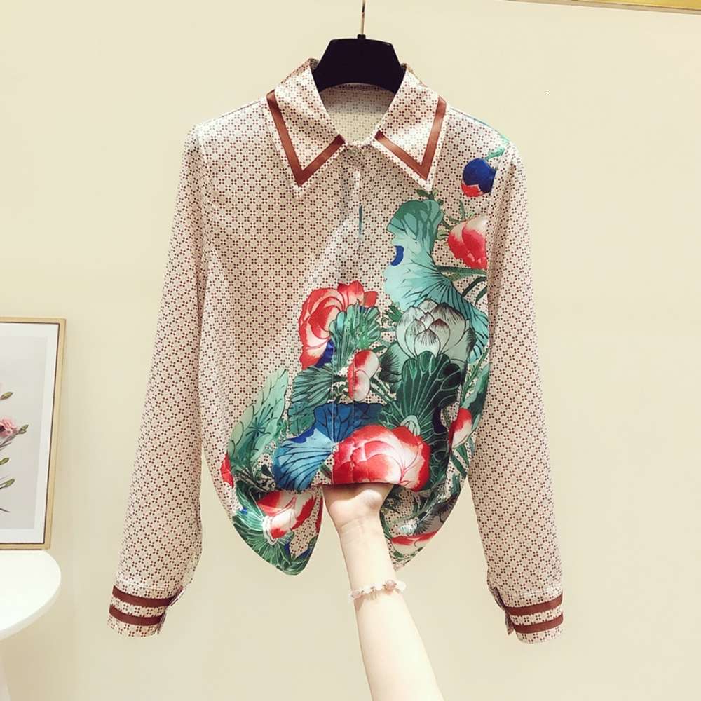 shirts Advanced printed silk early spring women's clothing design sense minority coat foreign style, White
shirts Advanced printed silk early spring women's clothing design sense minority coat foreign style, White