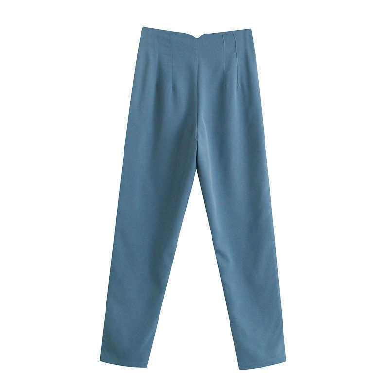 Za Women Trousers Suits High Waisted Pant Spring Fashion Office Lady Beige Elegant Casual Pants Pantalon Pour Femme 211006
