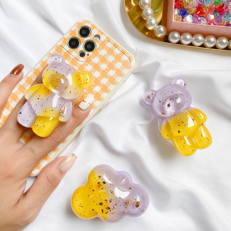 Cell Phone Mounts & Holders Pure Bear Transparent Handmade Glitter Epoxy Cloud Holder Stand Socket Mobile Accessorie Expanding Girp