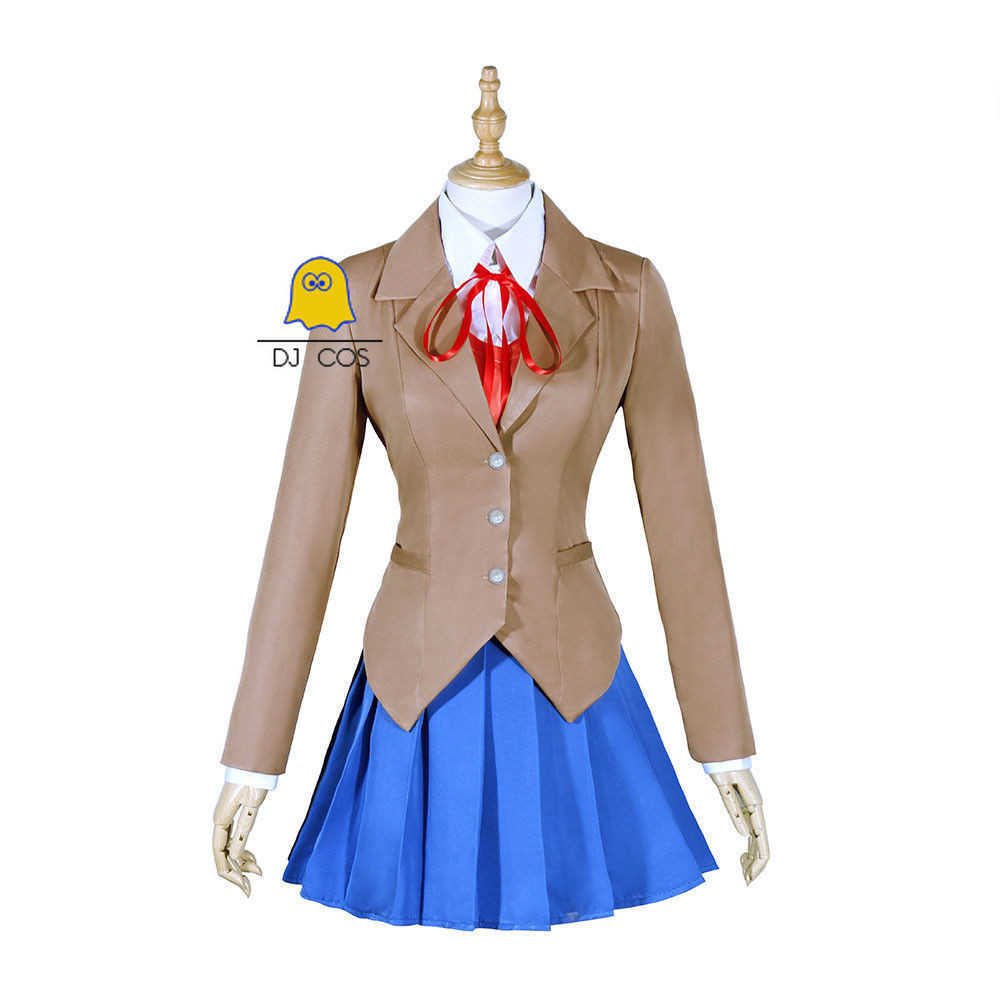 Doki Literature Club Cosplay Costume Monika Sayori School Uniform Yuri Natsuki Jacket Shirt Vest Skirt Tie Girls Women Y0913