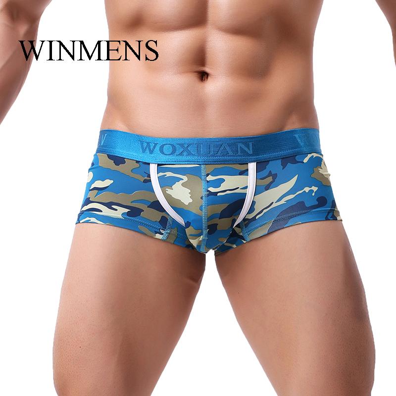 Underpants 5 Pcs/Lot Men Camouflage Long Boxers/WOXUAN Brand Polyester Low Rise Men&#039;s Bulge Pouch Seamless Shorts Underwear от DHgate WW