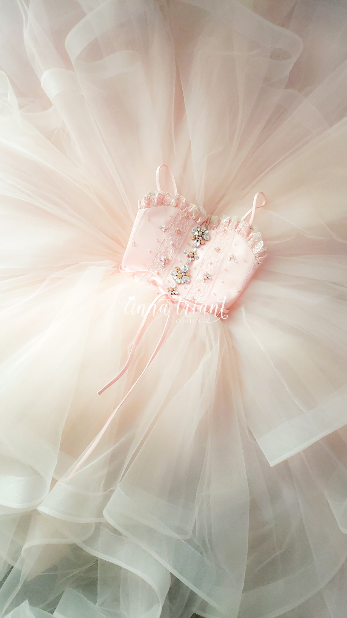 Blush Pink Ruffles Flower Girl Dresses For Wedding Beaded Crystal Lace Baby Wedding Guest Dress Birthday Gowns