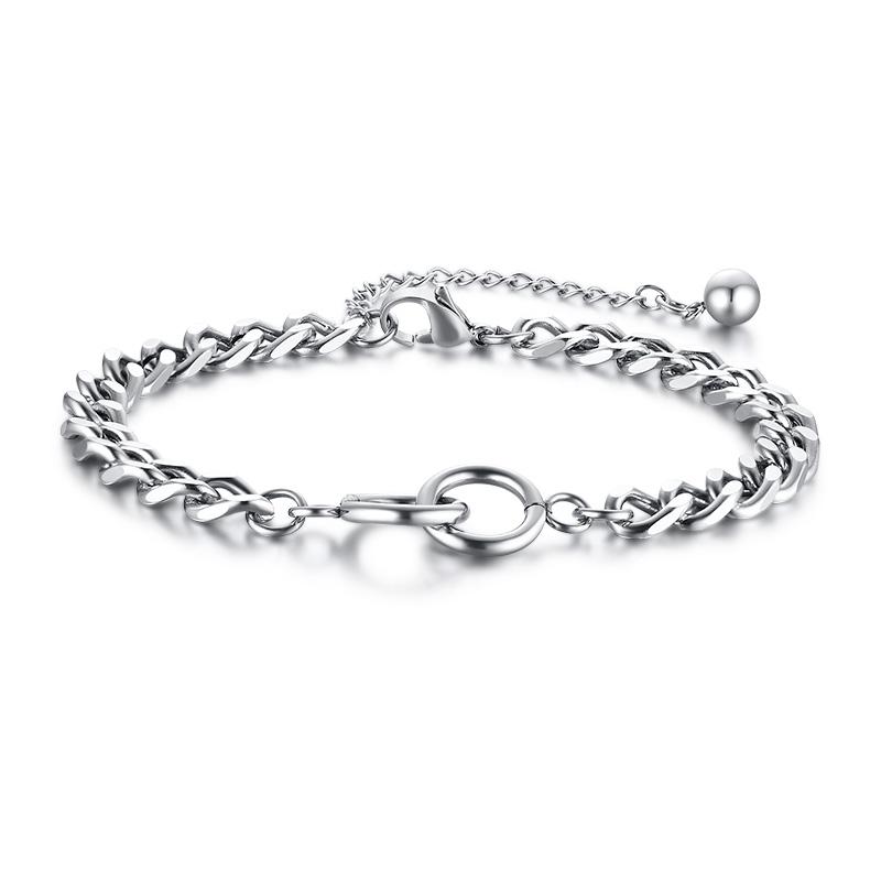 Bangle 2021 Stainless Steel Double Ring Accessories Chain Bracelet Color Female Titanium Jewelry For Women And Men Armband