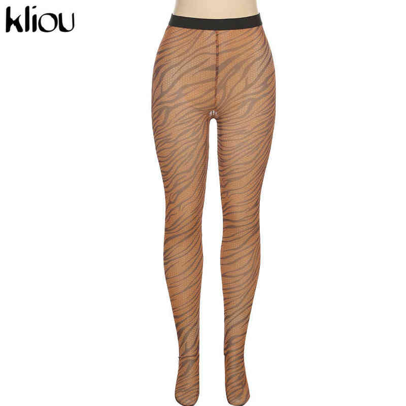 Kliou Vintage Mesh Foot Pants Leggings For Women Hipster Medium Waist Stretchy Seamless Body-Shaping Streetwear Female Trousers 211204