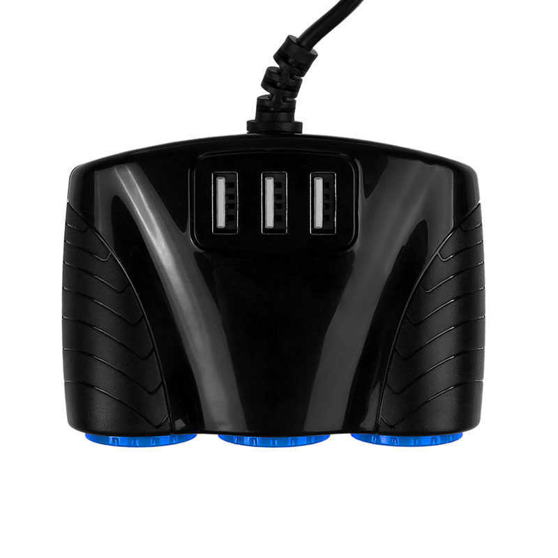 3 Ways Auto Sockets Car Cigarette Lighter Adapter Lighter Splitter Lighter 5V 3.1A Output Power 3 USB Car Charger 12V/24V