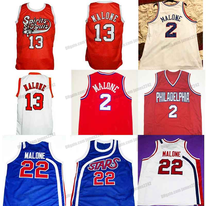 

Custom Retro 13 MOSES 2 MALONE College Basketball Jersey Spirit of St Louis Men's Stitched White Blue Red Any Name Number Size S-4XL Vest Jerseys, As show