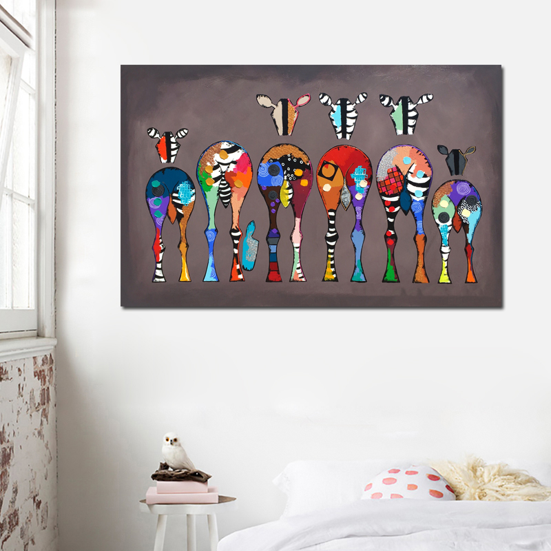 Wall Posters Canvas Painting Six Zebras Pictures For Living Room Abstract Colorful Animal Art Wall Art Prints Unframe