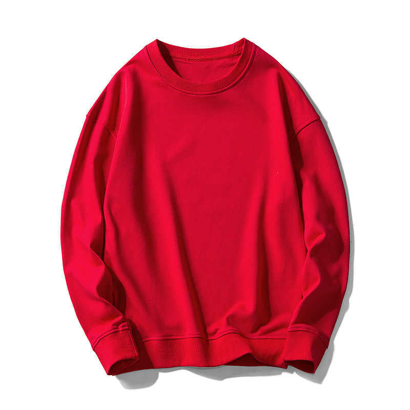 Men Autumn Winter O Neck Solid Color Cotton Long Sweatshirts Casual Loose Fit Hoodie 4XL 210813