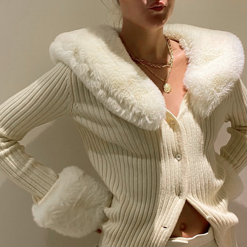 Knitted Cardigans Fluffy Sleeve Button Sweater Winter Elegant Vintage Casual Slim Turn Down Collar Solid Jacket 2021, White
Knitted Cardigans Fluffy Sleeve Button Sweater Winter Elegant Vintage Casual Slim Turn Down Collar Solid Jacket 2021, White