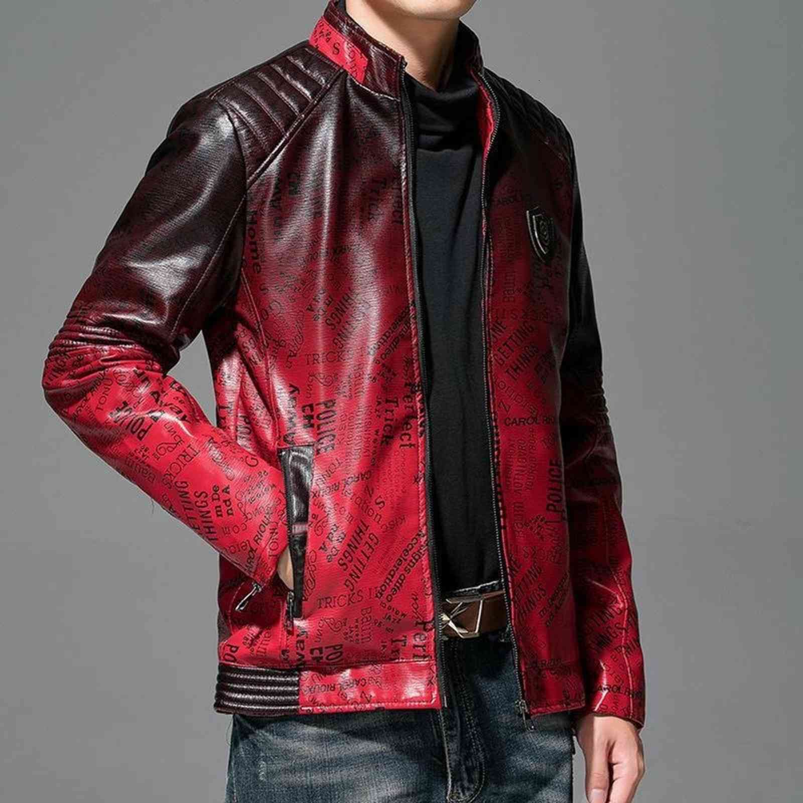 men's leather & faux gradient jacket spring and autumn motorcycle casual slim fit streetwear lightweight biker men dfxv, Black
men's leather & faux gradient jacket spring and autumn motorcycle casual slim fit streetwear lightweight biker men dfxv, Black