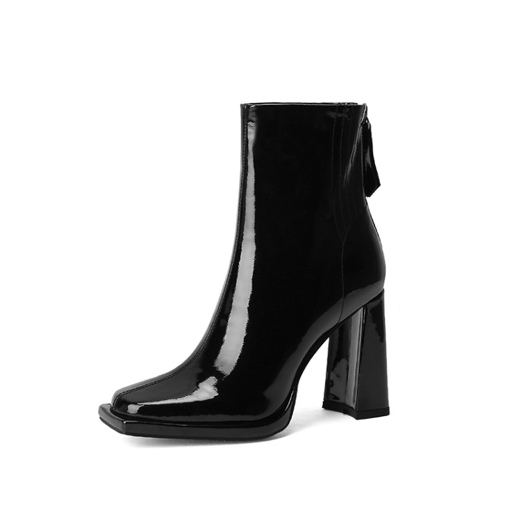 winter short boots women designer square toes block hight heel soft natural genuine patent leather party wedding fashion luxury platform lad, Black
winter short boots women designer square toes block hight heel soft natural genuine patent leather party wedding fashion luxury platform lad, Black