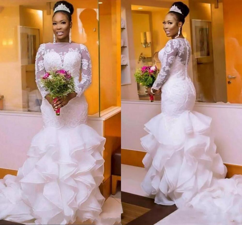 2021 New South African Nigerian Wedding Es Plus Size Long Sleeve Sheer Neck Bodycon Fishtail Mermaid Bridal Gowns Beaded Chic P1bp, White
2021 New South African Nigerian Wedding Es Plus Size Long Sleeve Sheer Neck Bodycon Fishtail Mermaid Bridal Gowns Beaded Chic P1bp, White