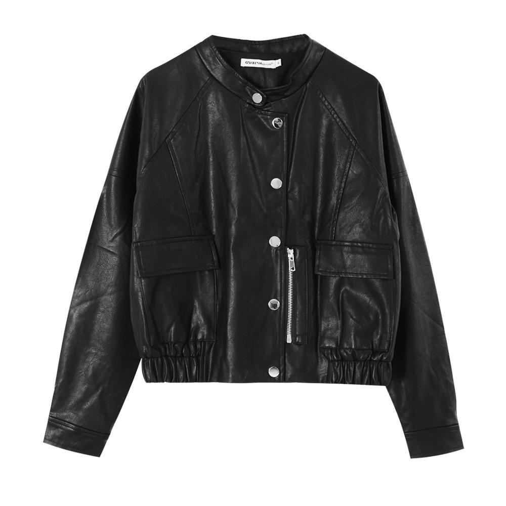 women's jackets fashionable spring female autumn plutonium jacket brief around the neck long sleeve simple black fake leather jackets o, Black;brown
women's jackets fashionable spring female autumn plutonium jacket brief around the neck long sleeve simple black fake leather jackets o, Black;brown